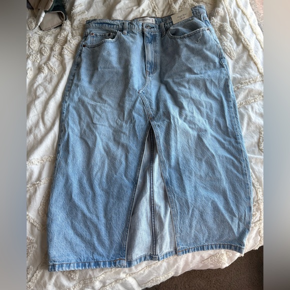 NWT Abercrombie & Fitch Light Blue Denim Midi Skirt - Picture 6 of 7